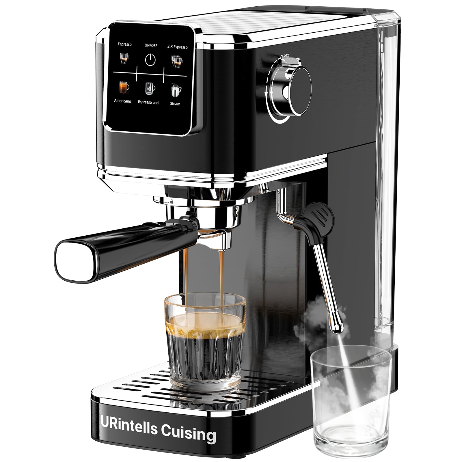 Espresso Machine 20 Bar,Touch Screen Espresso Maker with Steam Milk Frother,Stainless Steel Coffee Machine for Cappuccino Latte Americano Cold Brew,1350W Fast Heat Up System,Black