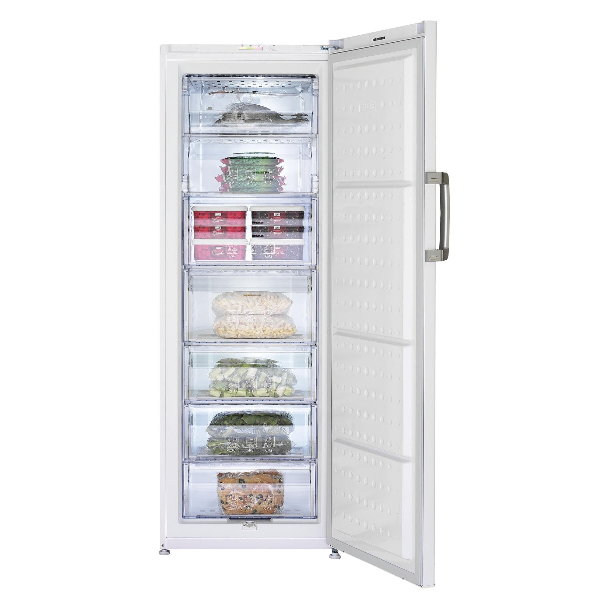 Beko FS127940N b100 congelatore freestanding, 244 l, 5 cassetti congelatori, 2 congelatori, funzione congelatore rapido, MinFrost, allarme porta, 36 dB, bianco