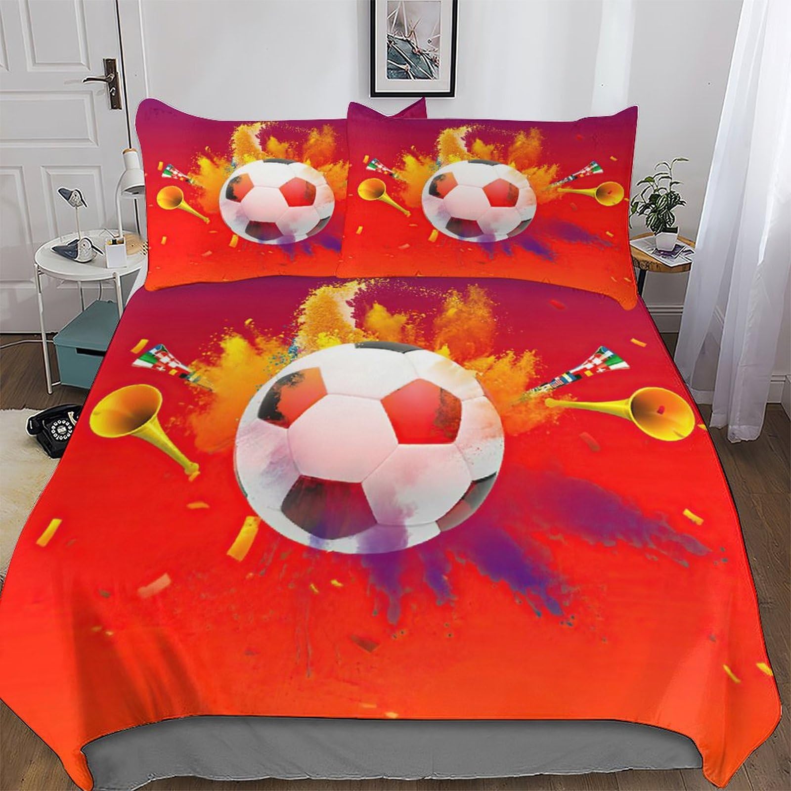 Housse de couette football zippée King pour un lit d'ado ou parent impeccable et facile à faire