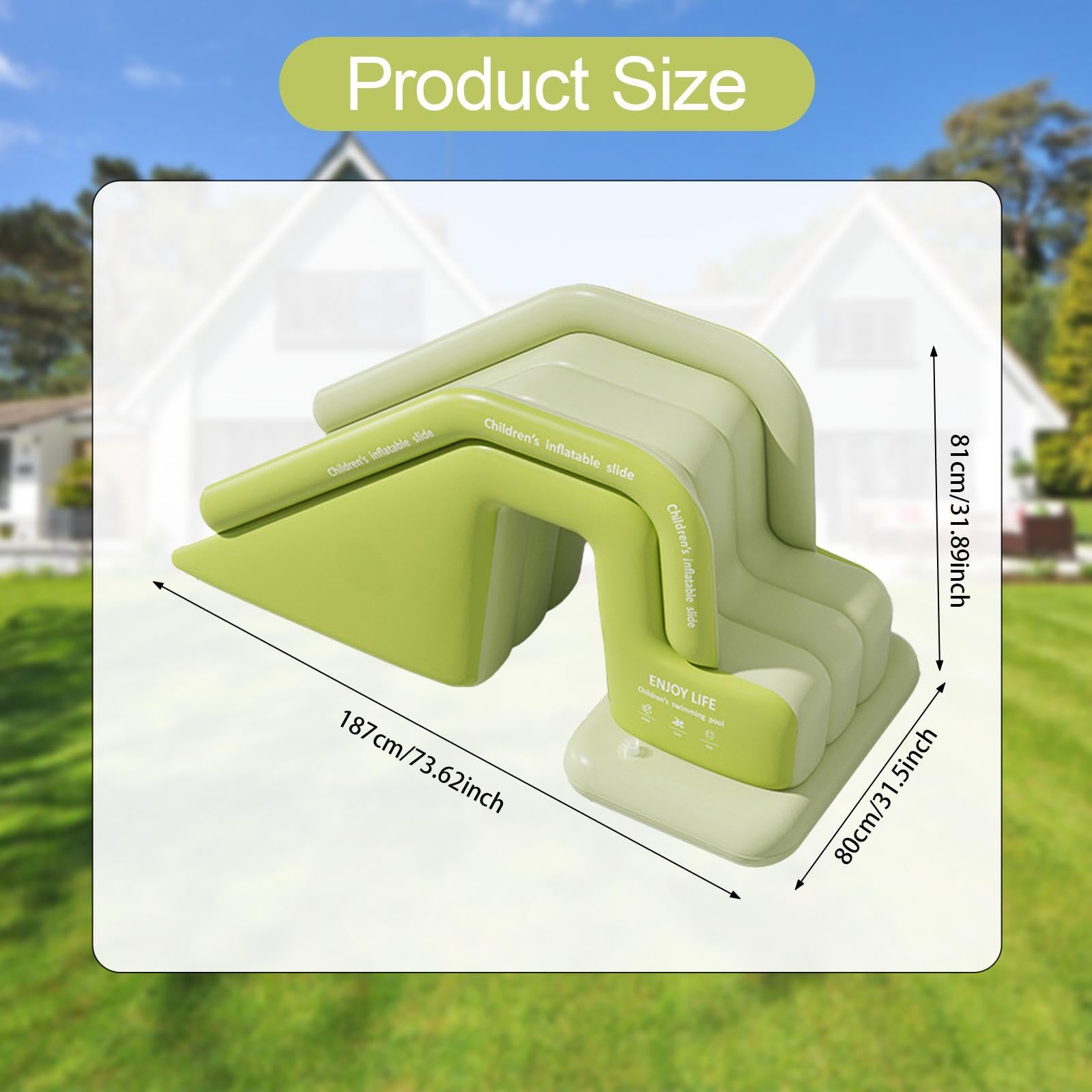Fenteer Scivolo per Piscina in PVC Portatile Resistente all'Usura per Scivolo Acquatico per Piscina Fuori Esterno da Interno da Giardino, Verde