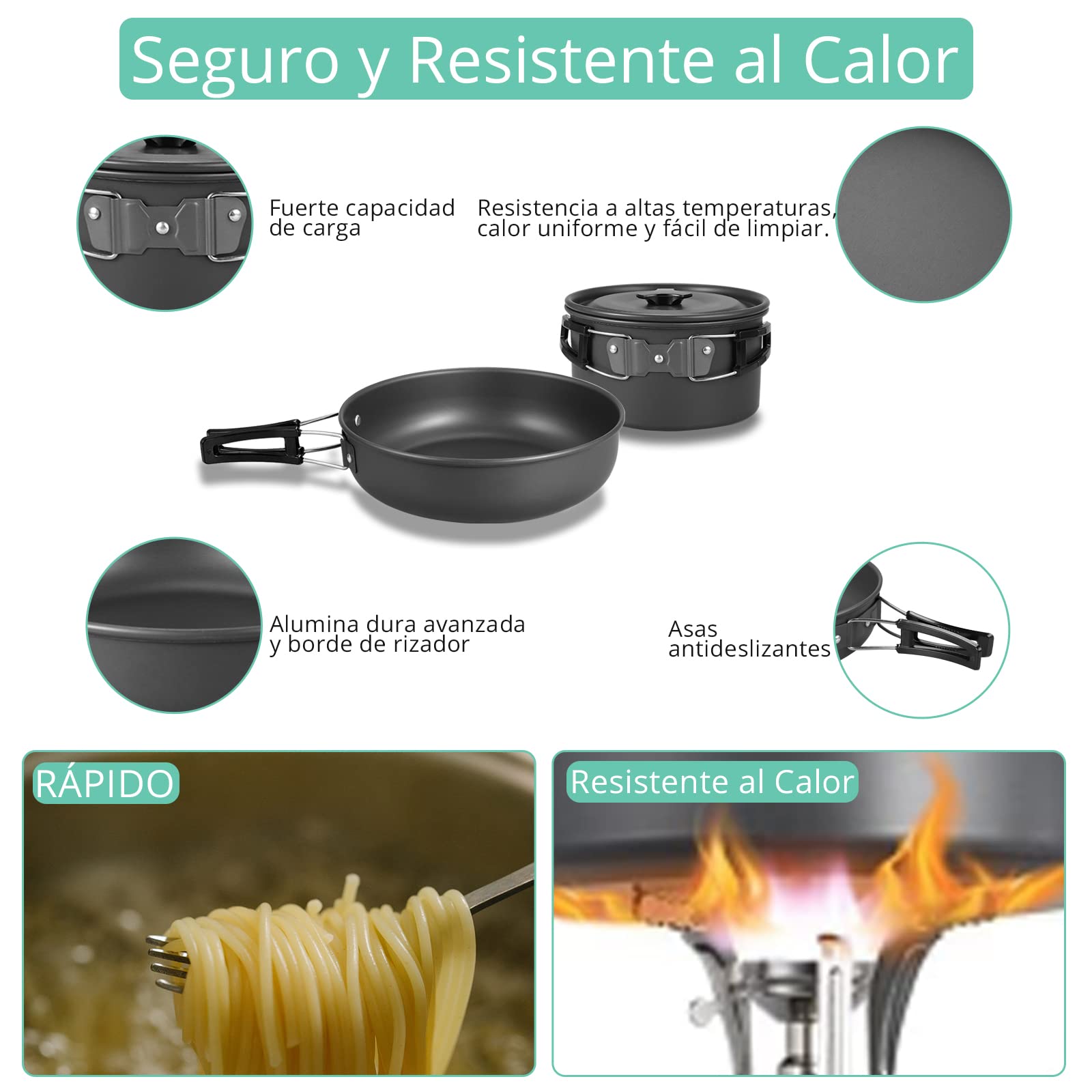VINTEAM Utensilios Cocina Camping Kit Camping con Certificación FDA Utensilios para Camping con Tipos de Cubos de Agua Portátiles Plegables para Cocinar al Aire Libre/Camping/Senderismo