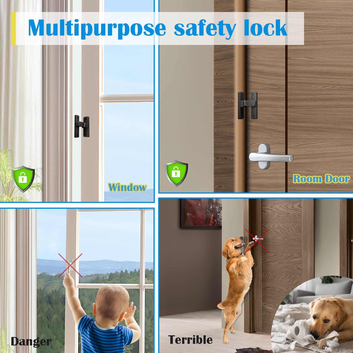 Barn Door Lock, 90/180 Degree Flip Latch, 3” Safety Sliding Door Latch Lock, Heavy Duty Door Security Gate Latches for Barn, Fence, Garden, Cabinet, Garage and Window (90 Degree)