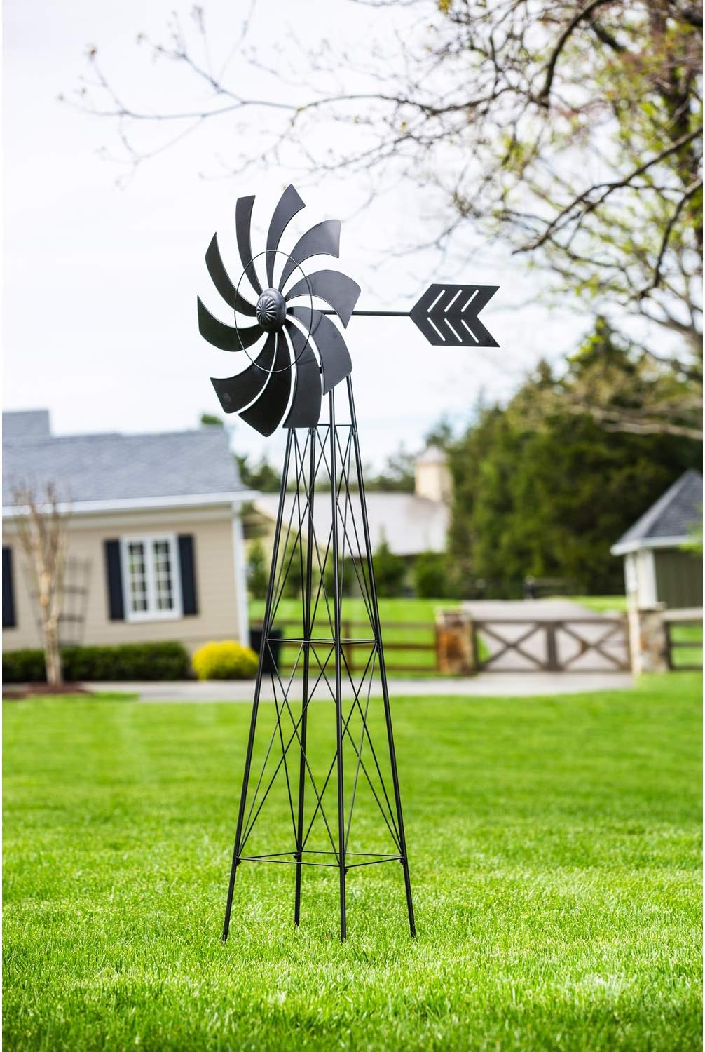 Evergreen Garden Beautiful Summer Multi Colored Windmill Trellis - 24 x 29 x 74 Inches Fade and Weather Resistant Outdoor Decoration for Homes, Yards and Gardens