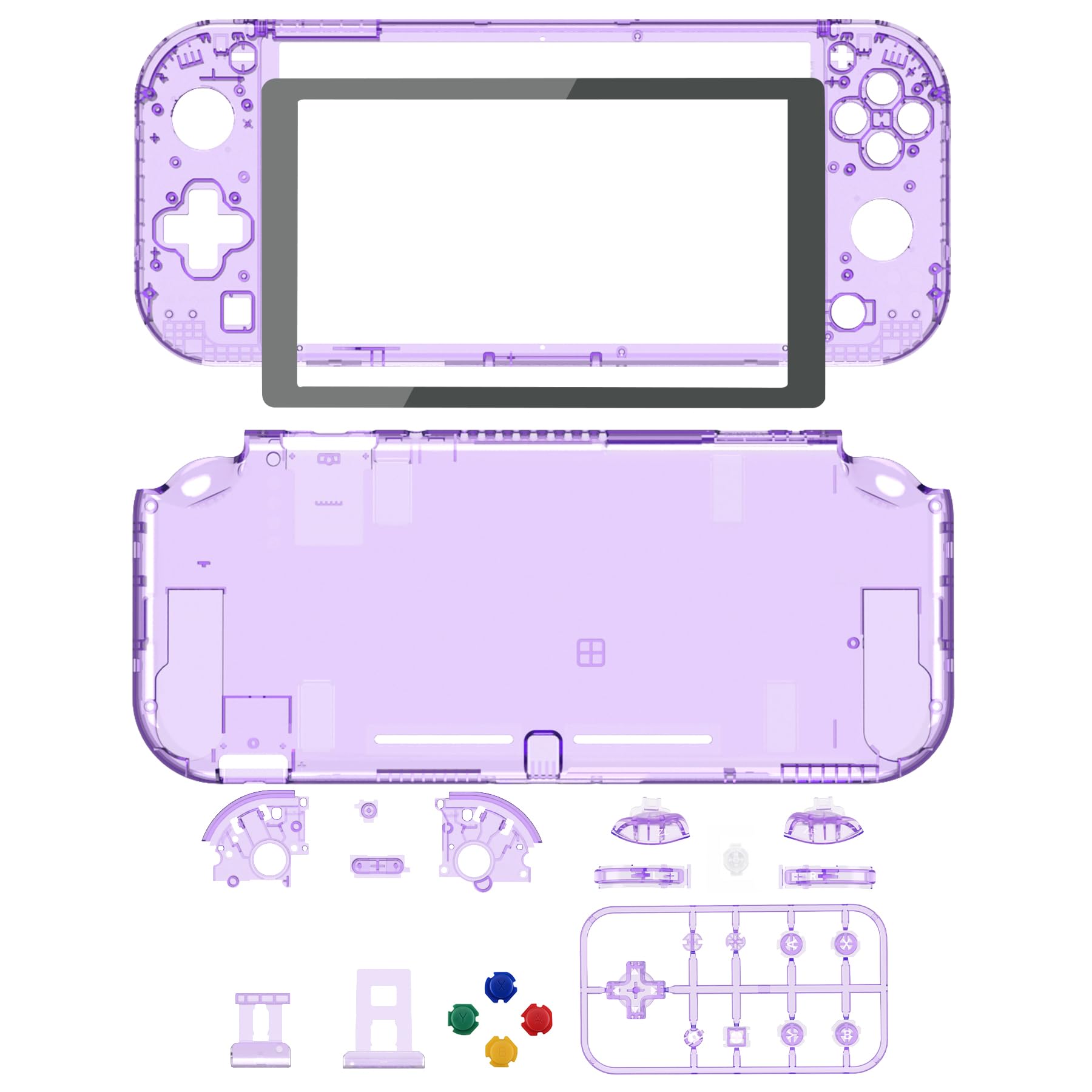 eXtremeRate Crystal Clear Atomic Purple DIY Replacement Shell for