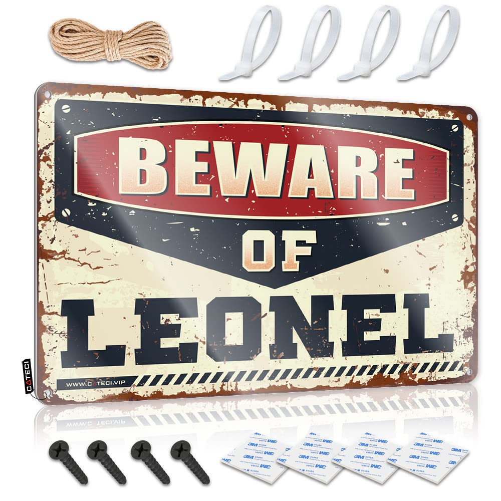 HELIOFORGE Tin Signs For Bar Beware Of Leonel Tin Sign Man Cave Rules Man Cave Sign Decor(30X40CM)