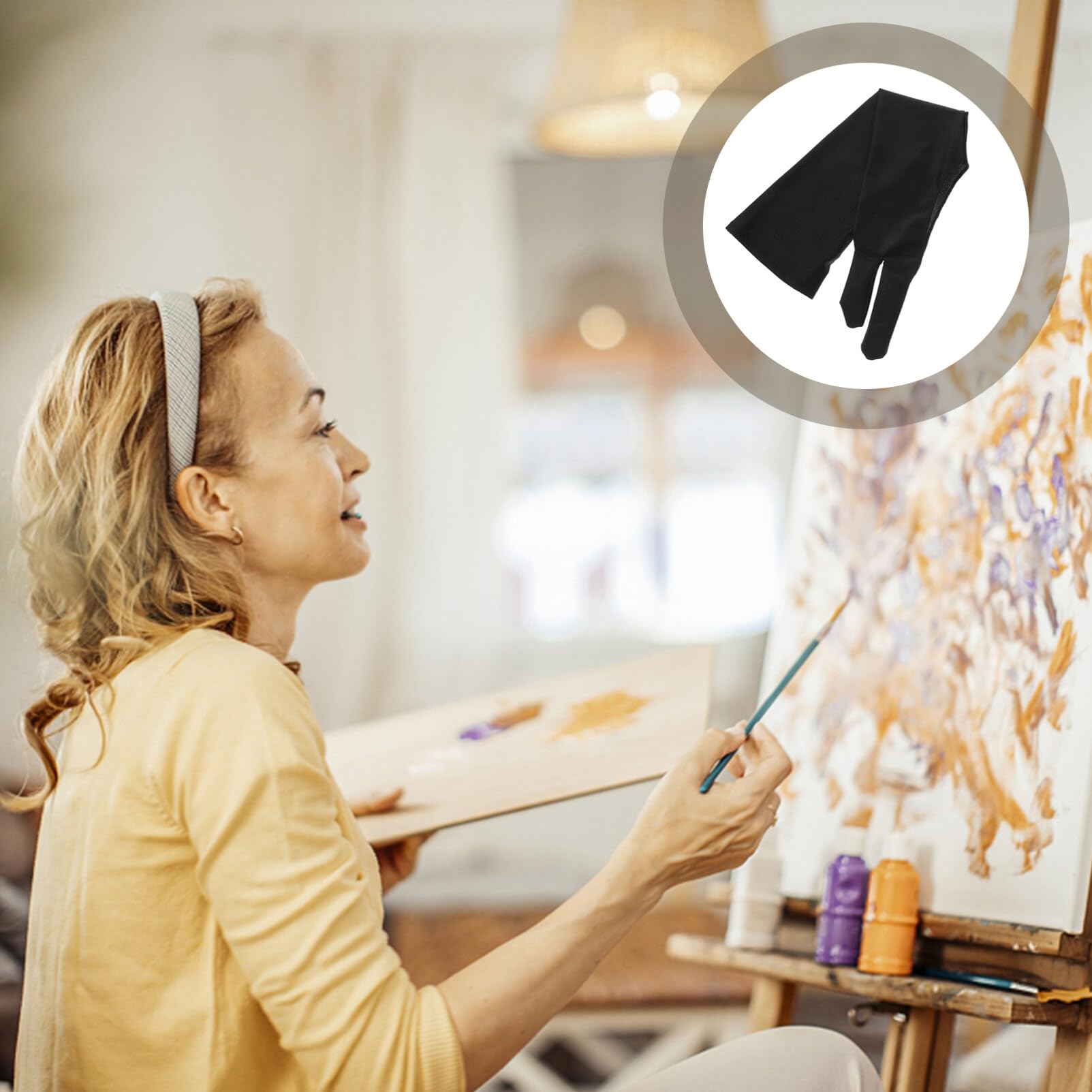 Housoutil Artists Gloves Digital Drawing Glove Palm Rejection Gloves with Two Fingers Drawing Tablet Computer Graphic Tablet Golve for Right Hand or Left Hand M