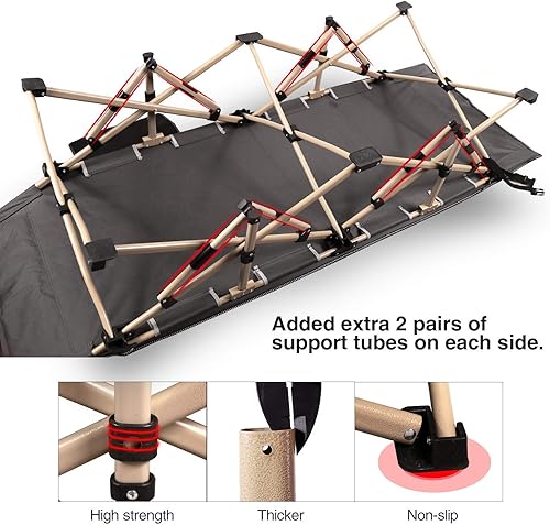 Miniatura 5 de REDCAMP Catres de campamento de gran tamaño para adultos de 500 libras, catres de dormir extra anchos, catres de dormir altos resistentes, catres XL