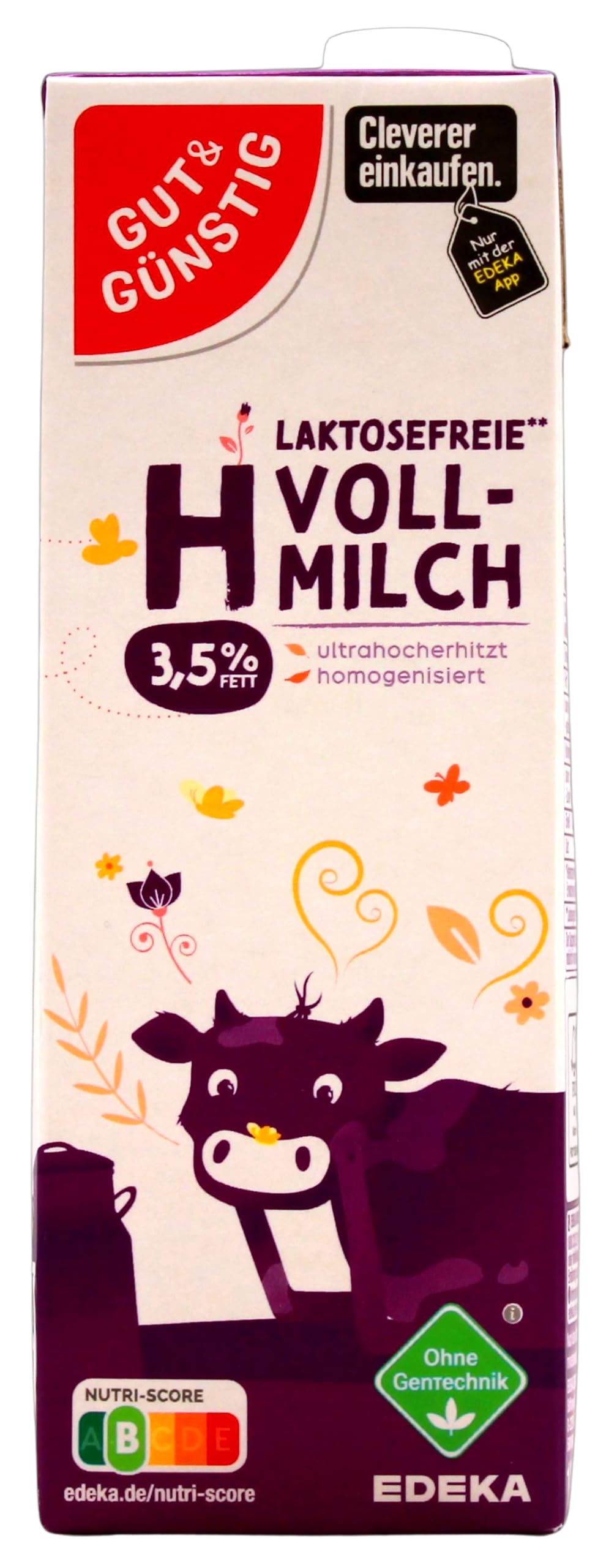 Gut & Günstig laktosefreie H-Vollmilch 3,5% Fett, 12er Pack (12 x 1 l)