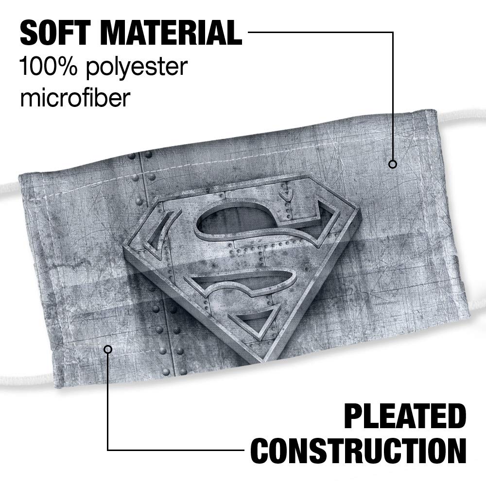 Popfunk Superman Made of Steel 1-Ply Reusable Face Mask Covering with Adjustable Nose Wire, Unisex