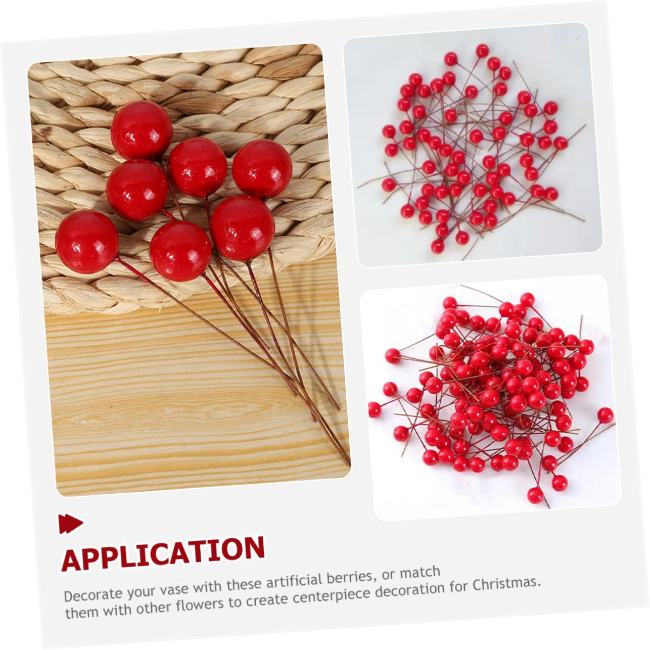 900 Stück Künstliche Beeren Weihnachtsgirlande Dekoration Künstlicher Weihnachtsbaum Künstliche Stechpalmenbeeren Künstlicher Beerenstiel Künstlicher Roter Beerenstiel PRETYZOOM