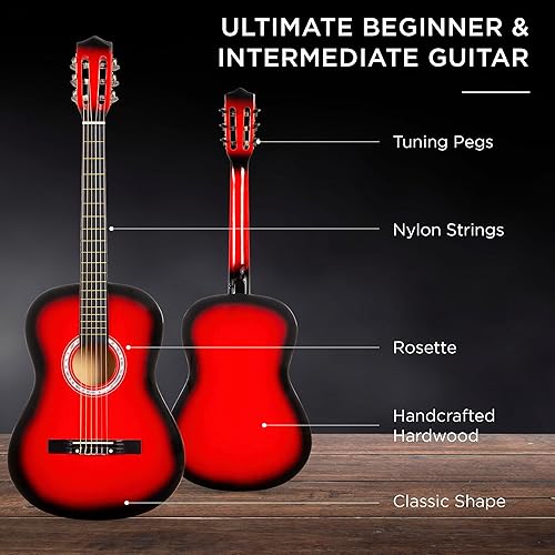 Vista 25 de Best Choice Products - Kit de guitarra acústica para principiantes, 38 pulgadas Rayos de sol