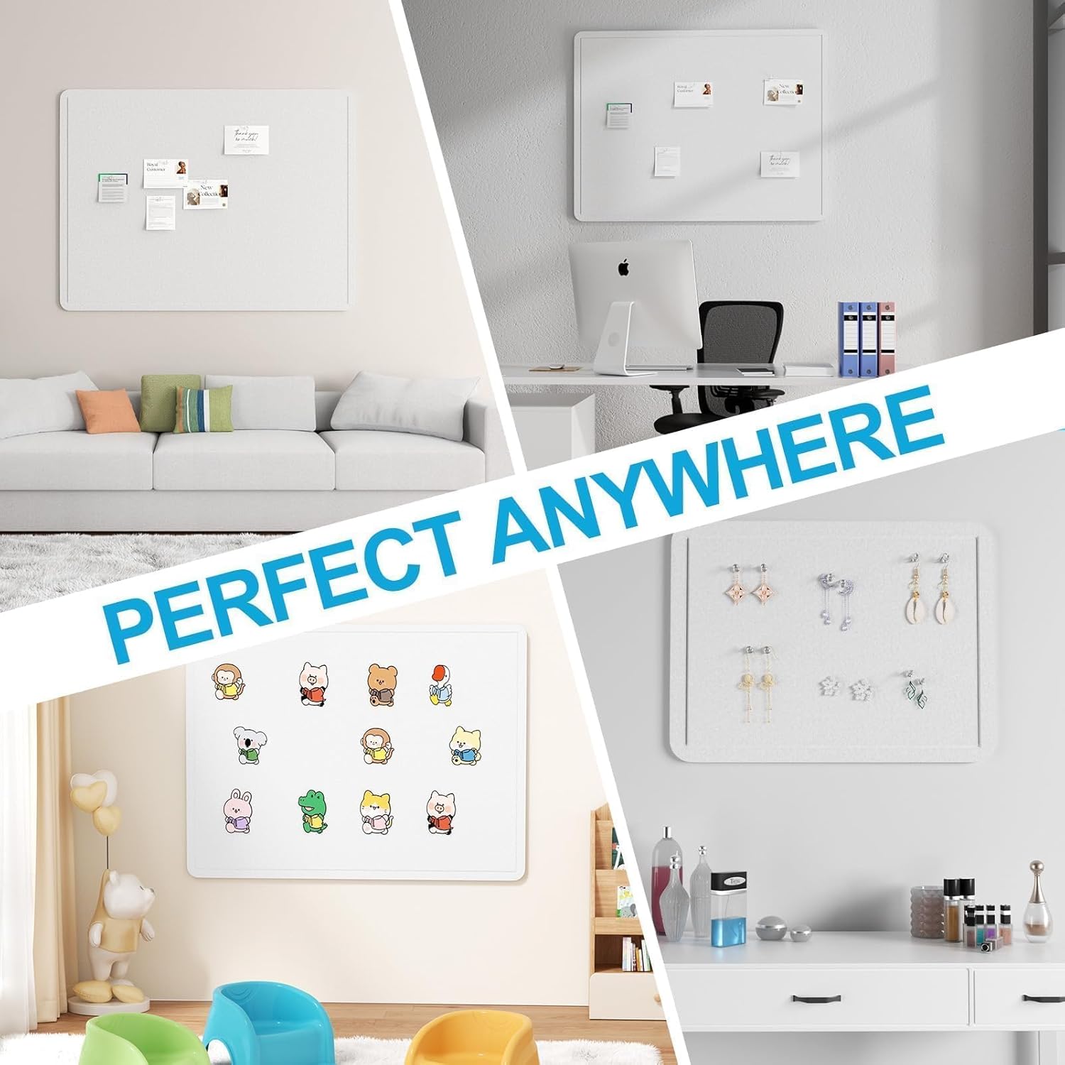 Large Felt Bulletin Board for Wall, 24"x36" Frameless Picture Board, Soft Felt Cork Board for Office, Home Planning & Office Wall Decor, Easy Install Pin Board