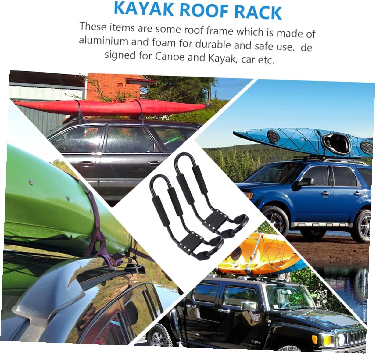 Detachable Car Roof Rack for Kayak and Canoe 2pcs Kayak Roof Frame with Luggage Shelf Suitable for Outdoor Sports and Travel