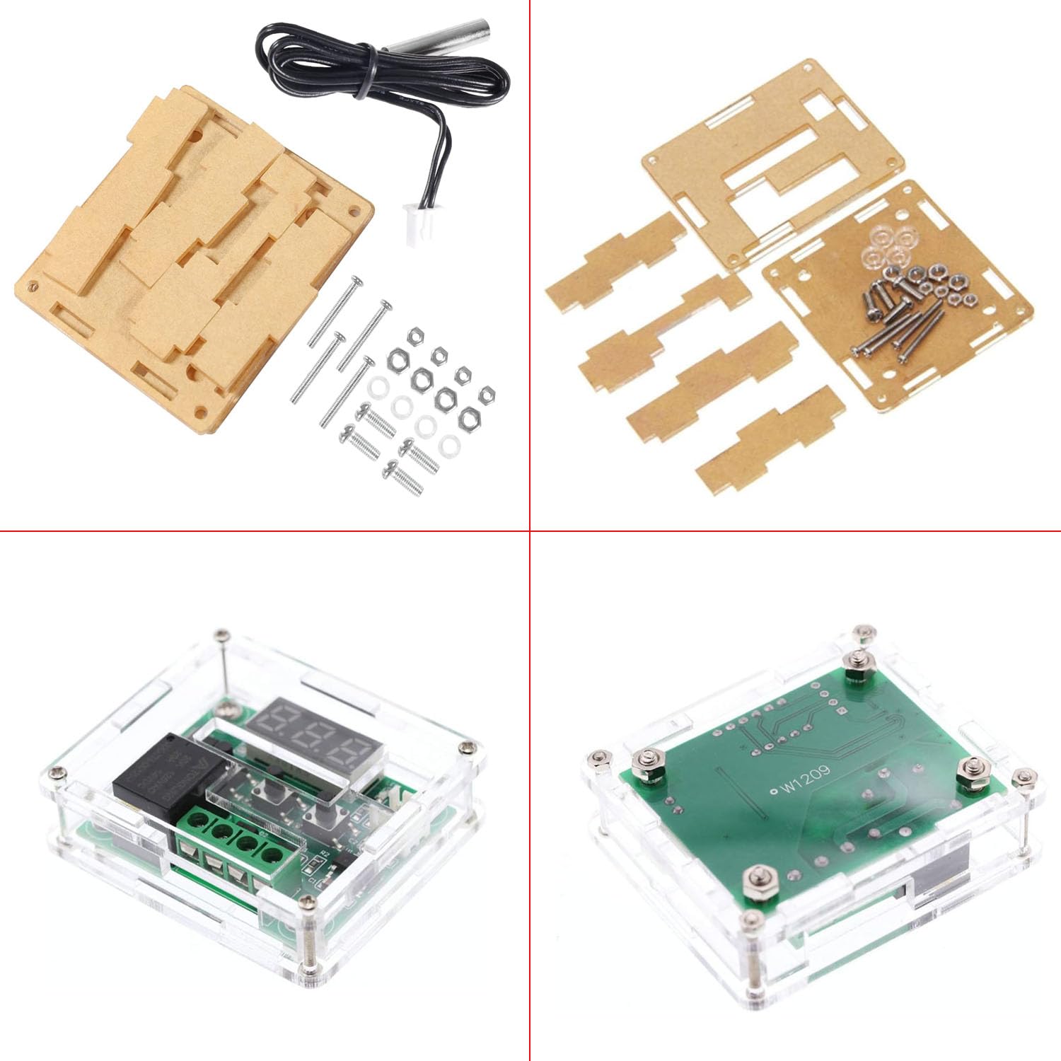 VISSQH Lot 2x W1209 Module Thermostat Numérique DC 12V – Contrôle Précis Température + Sonde Étanché