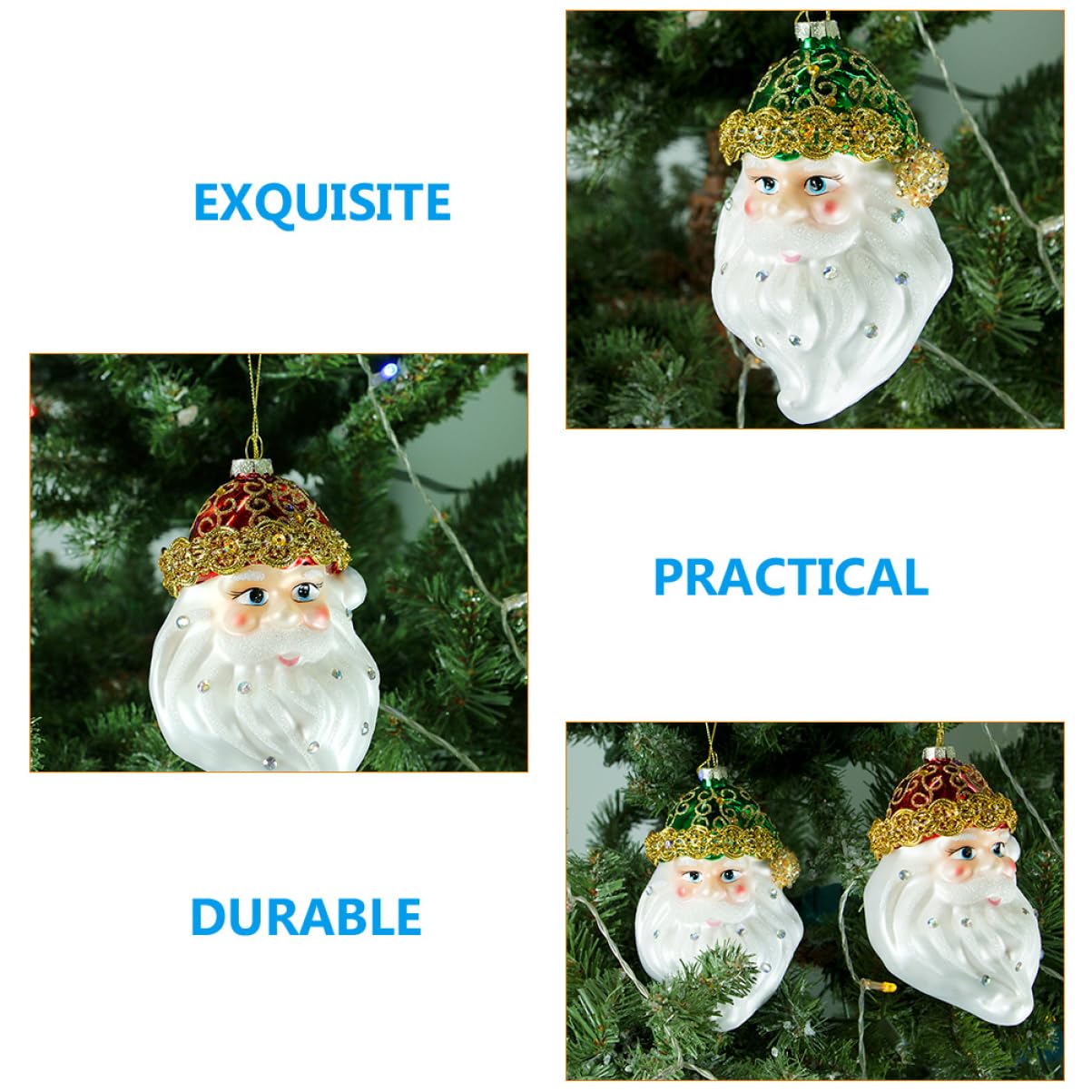 Decoración Navideña De Papá Noel 2 Colgantes Colgantes De Cristal Adornos Navideños