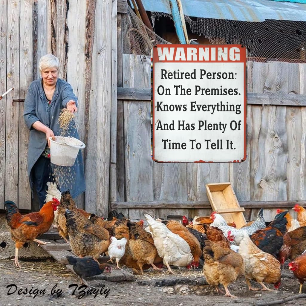Funny Retirement Warning Tin Sign, 8x12 Inch Retired
