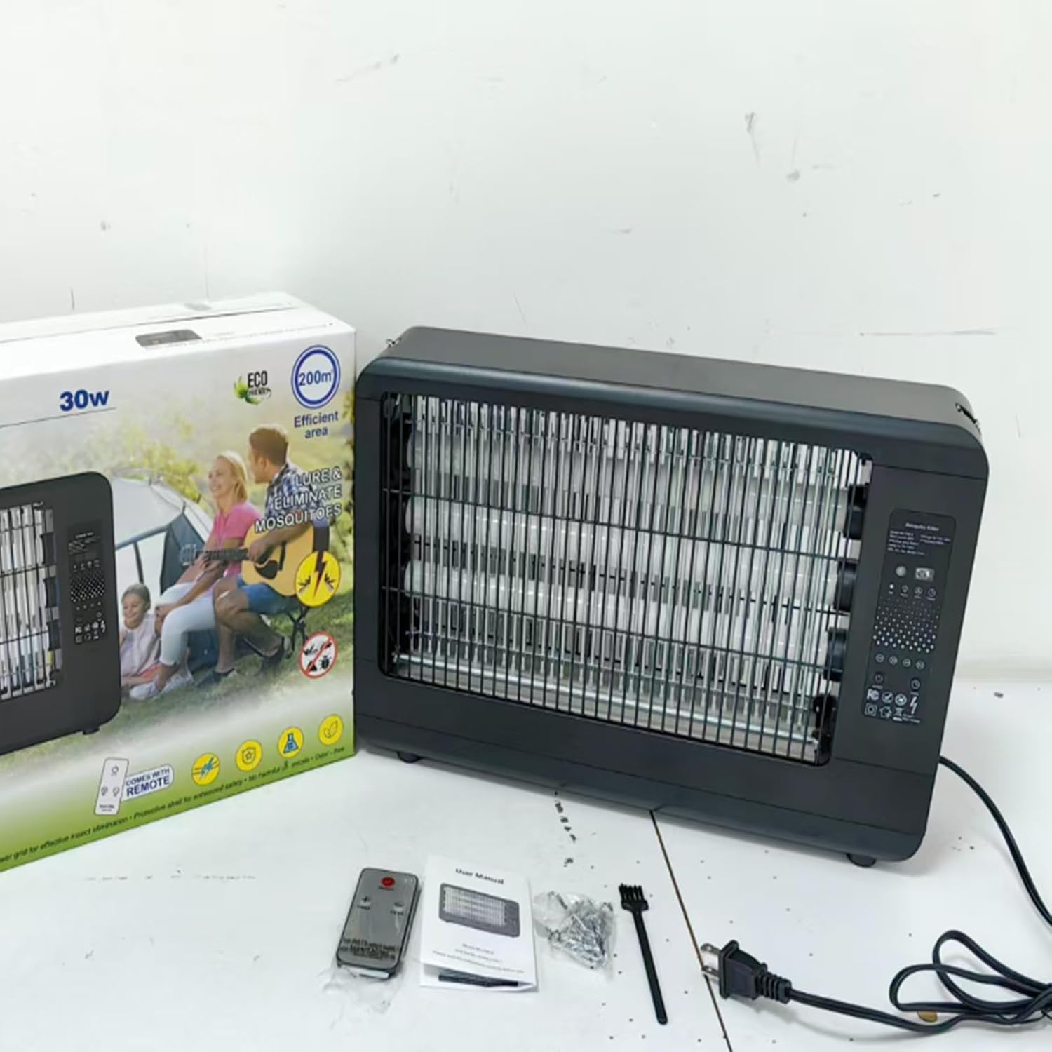 2026 Powerful 30w AI Display Smart Sensing Bug Zapper for Indoor Outdoor, 3 Bulbs Up to 50,000 Hours Insect Killer, ABS Plastic Outer Shell, for Mosquito Flying Pests （Black