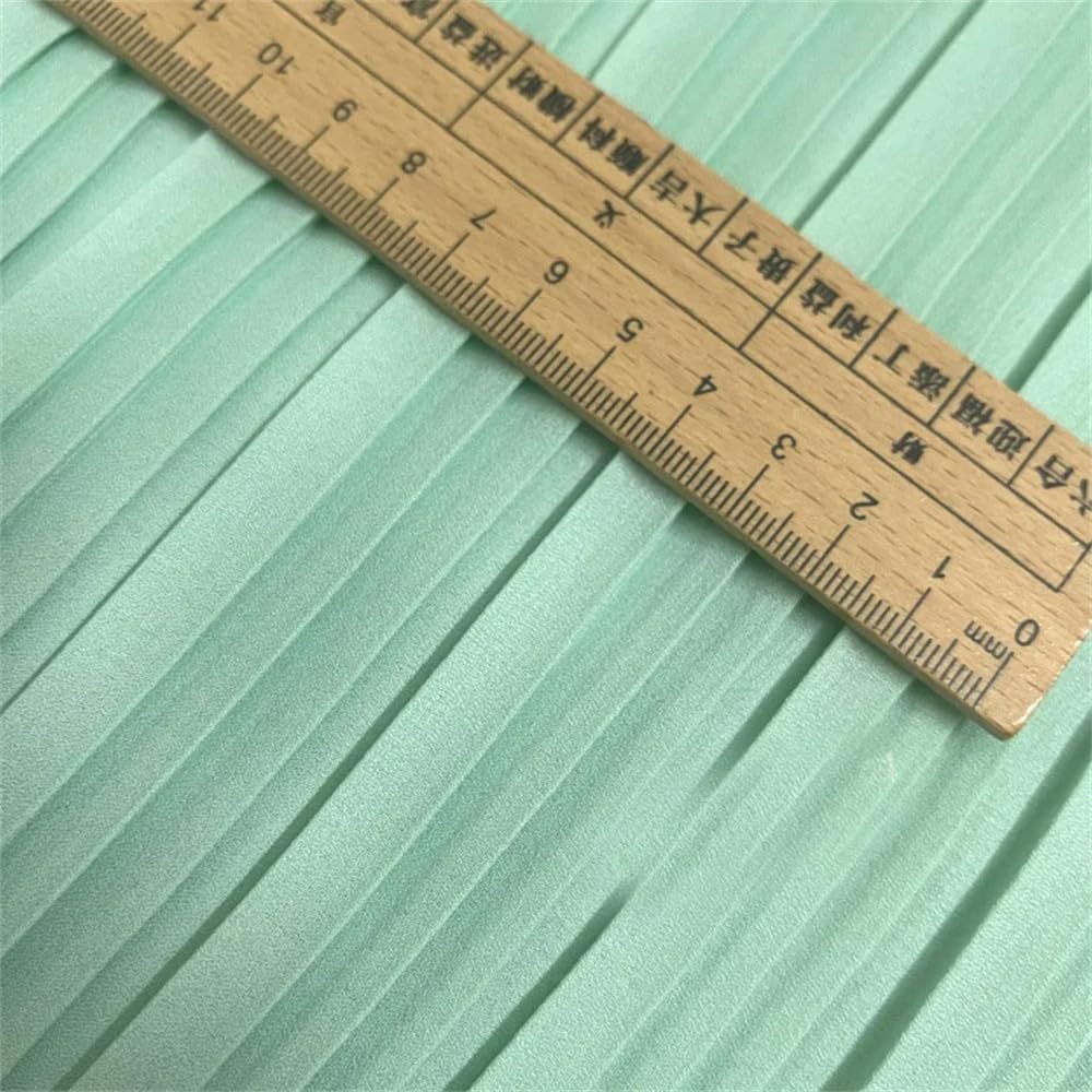 Cinta iridiscente con volantes, Vestido de falda acordeón tela gasa con hilo perlas y volantes plisados ​​de 1,5 m, color aguamarina, 0,5-1m largo, 200g(1M long#200g)