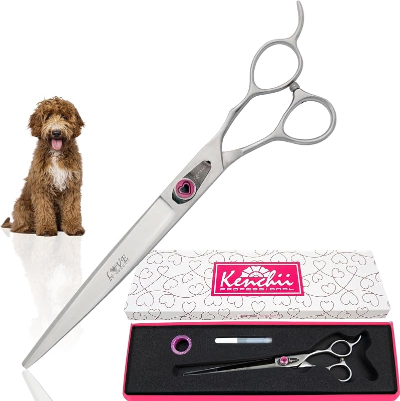 Tesoura Reta para Tosa de Cães Kenchii Love em Aço Japonês, 8"