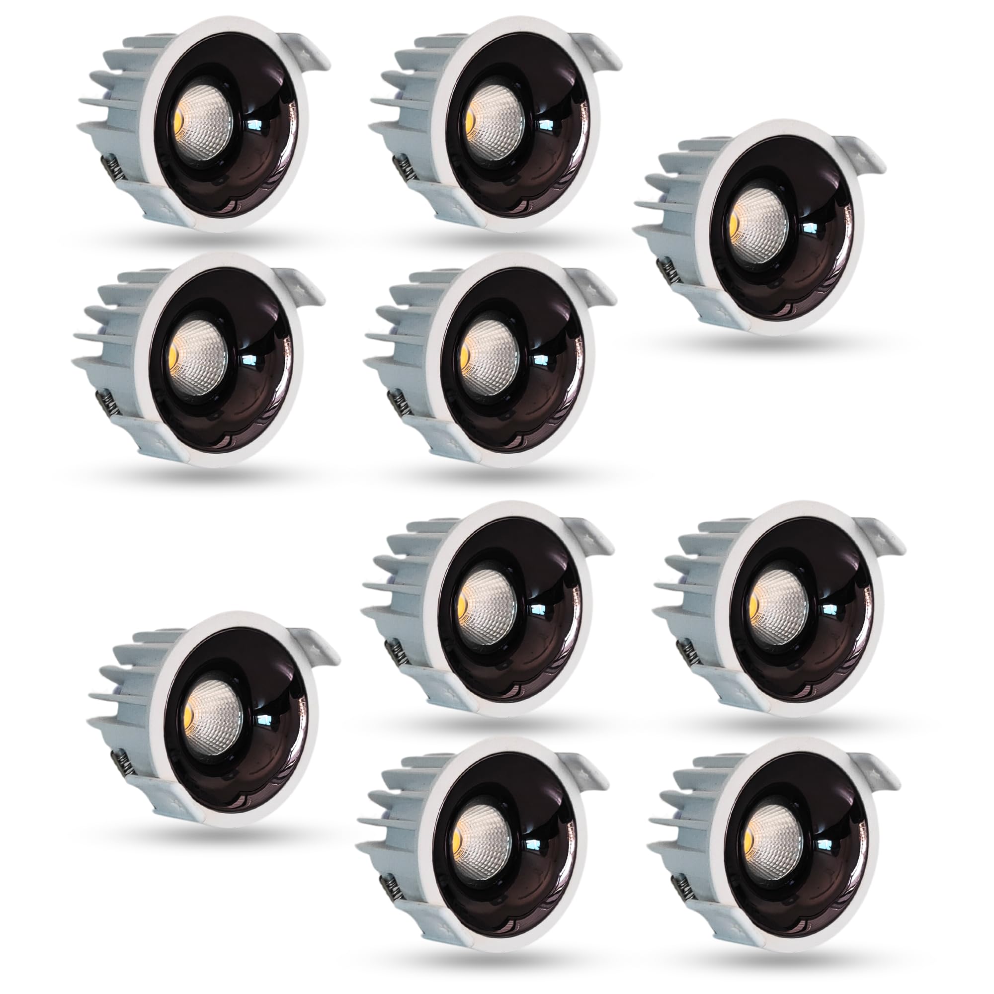 D'Mak 7W LED COB Spot Light White Body Shining Black Reflector (3in1, Pack of 10)