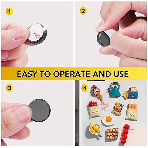 Miniatura 4 de DIYMAG Strong Magnets 70Pcs 0.6x0.12Inch Fridge Refrigerator Magnet for Crafts with Adhesive Backing Magnetic Small Black Button Ceramic Circle