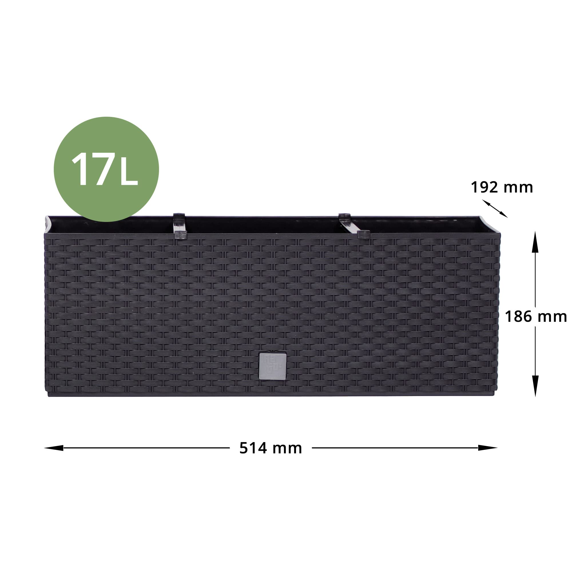 EDANTI Blumentopf Set – 3 Töpfe, Rattanoptik Anthrazit, 37,6 Cm Hoch, Mit Einsatz