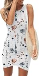 Cuptacc Summer Dress for Women Trendy Crew Neck Wedding Guest Dress Party Bodycon Wrap Mini Casual Dresses