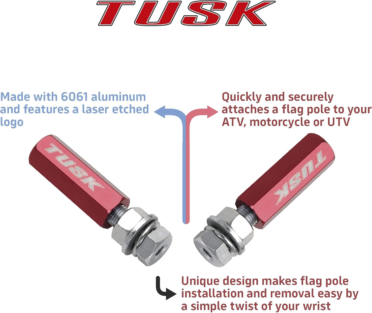 Tusk Quick Release Flag Pole Holder 1/4 inch Pole Red