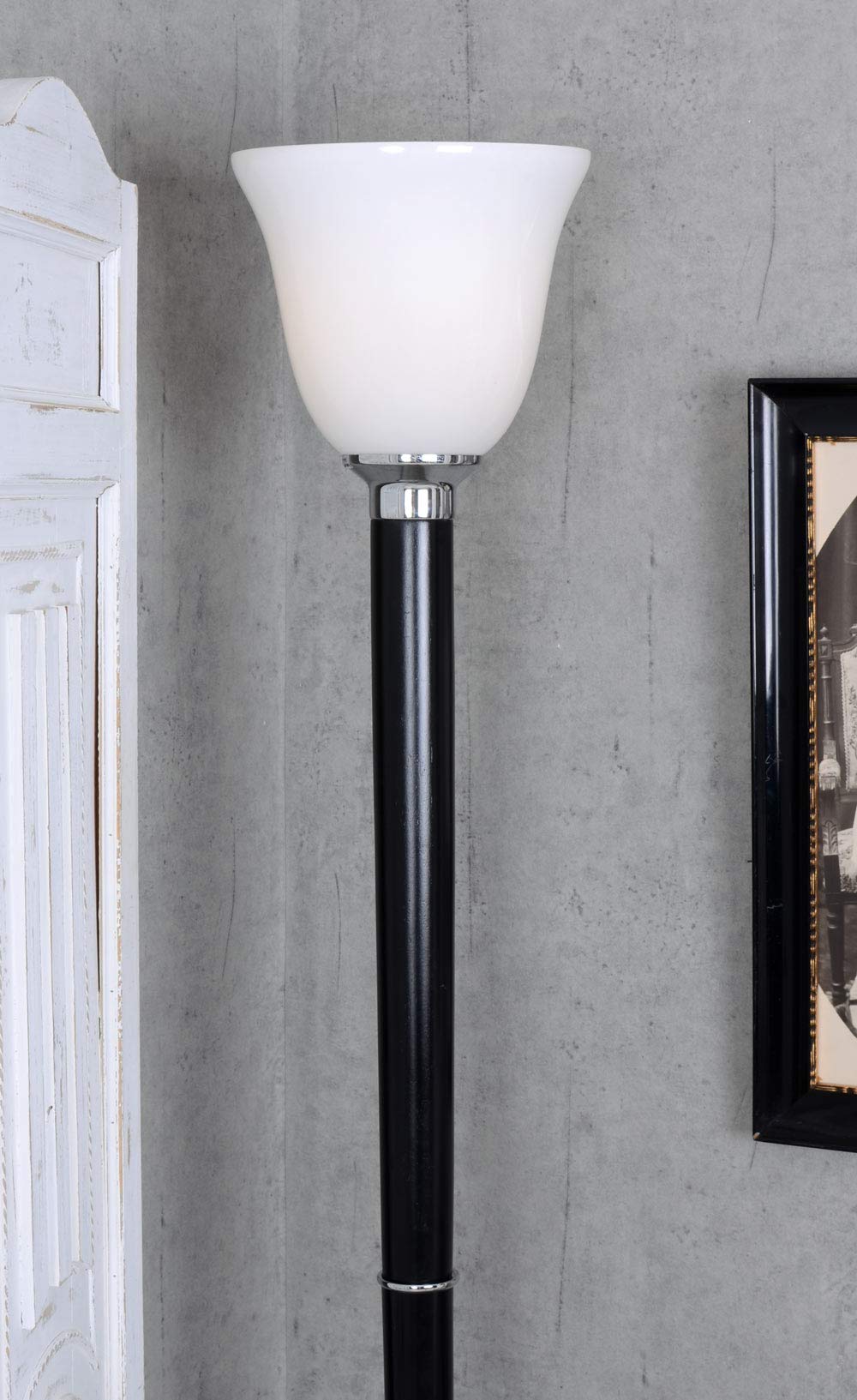 Lampadaire Art Déco Années 1930 - Abat-jour Verre Blanc - Occasion Fonctionnel