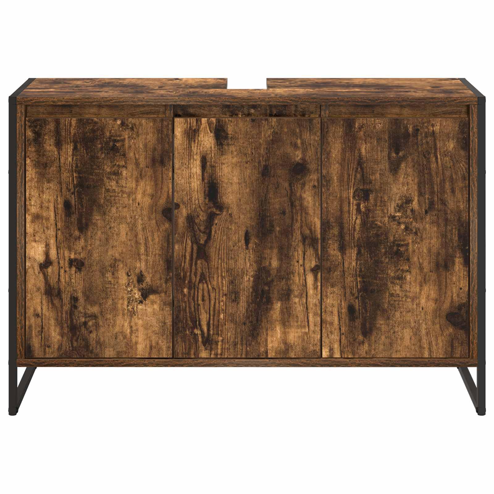 Meuble TV en bois massif de mangue avec 2 tiroirs et compartiment ouvert au design industriel, dimensions 120 x 35 x 45 cm, meuble TV stable avec espace de rangement pour le salon