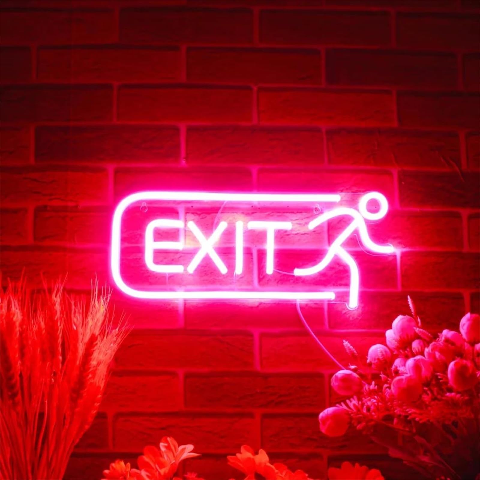 FINOTI Exit LED Neon Light Sign Studio Bar LED Light Sign Emergency Exit LED Light Up Sign Teen Room Gamer Bedroom Bar Pub Club Room Art Wall Art Decoration USB With Switch,B