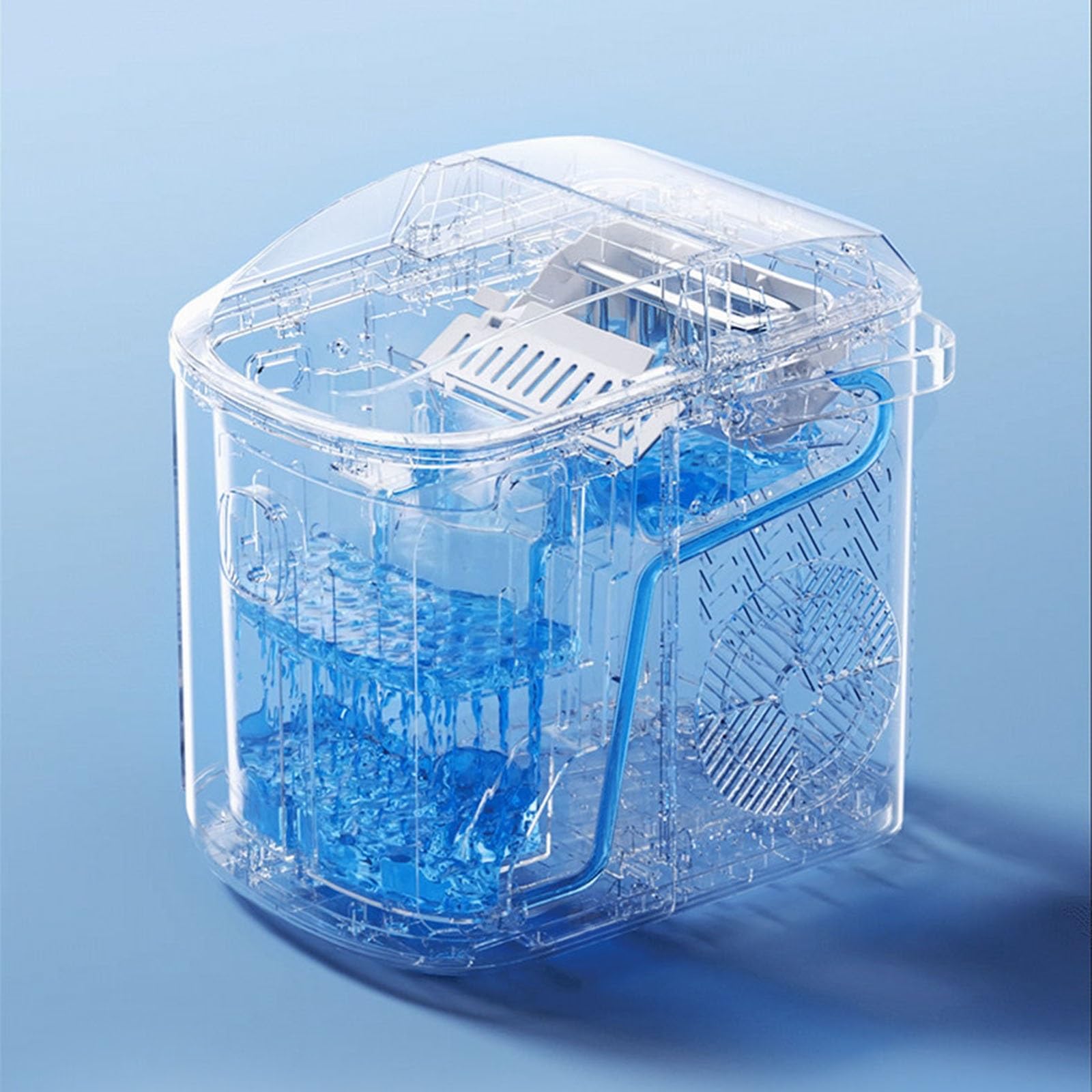 Mini Produttore di Ghiaccio,Produttore di Ghiaccio Completamente Automatico,Pulizia Automatica One-touch,Timer 8 Ore,Ghiaccio Istantaneo con Coperchio Aperto,Adatto A Piccole Feste,Riunioni