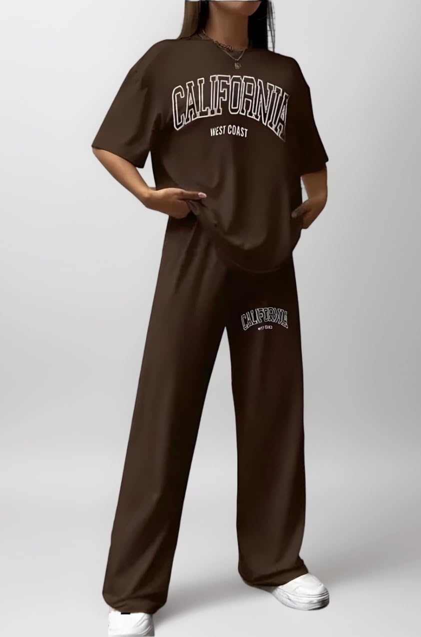 Women's Cotton Loungewear Set, T-Shirt and Pants Coordinates, Casual Wear