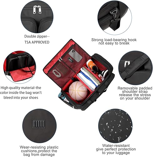 Miniatura 5 de Bolsa para zapatos de viaje bolsa de lona para hombres y mujeres para gimnasio deporte equipaje bolsa de transporte divisor compartimento ajustable