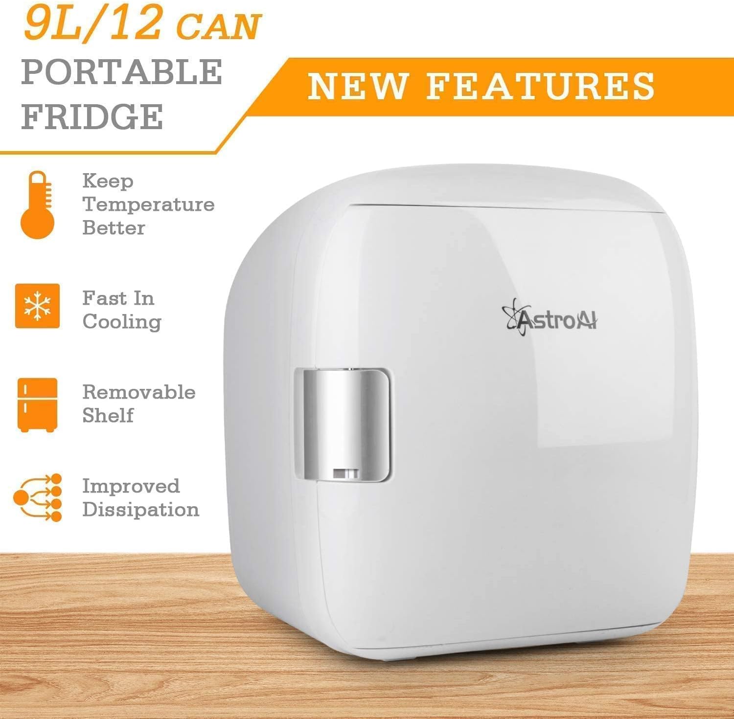 AstroAI Mini Fridge 9 Liter/12 Can Cooler and Warmer, with Extension Cord for Skincare, Foods, Medications, Home and Travel-Bundle : Automotive