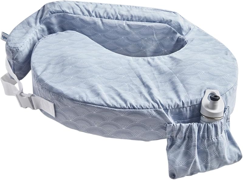 My Brest Friend Inflatable Travel Nursing Pillow for Breastfeeding, Bottlefeeding & Posture Support with Slipcover, Horizon | Packable Bottlefeeding & Posture Support with Interchangeable Original Slipcover and Side Pocket