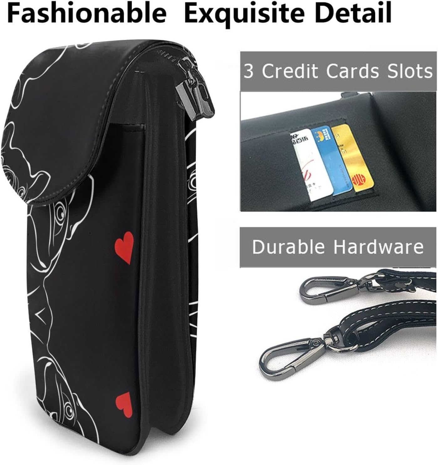 French Bulldog Dog Small Crossbody Bags, Printed Cell Phone Purse with Card Slots, Shoulder Handbag with Strap