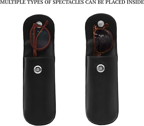 Miniatura 5 de Funda rígida para gafas de cuero genuino de grano completo para hombres y mujeres