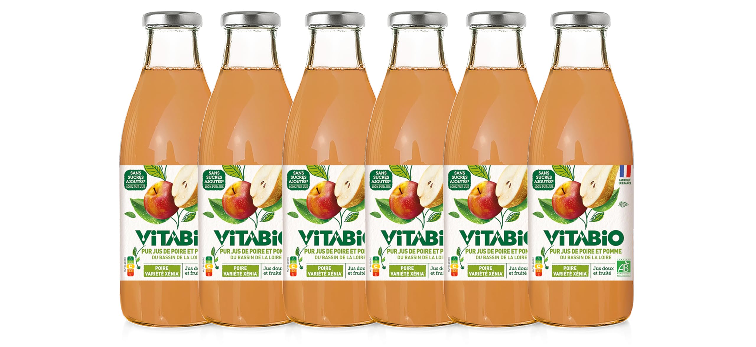 VITABIO - 100% Pur Jus - Poire Xenia et Pomme - 750ml - BIO - Lot de 6