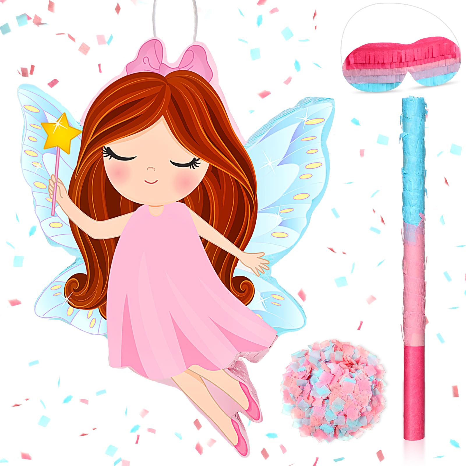 Threan Princess Piñata Fairy Party Decorations Pink Ballet Piñata Ballerina, Birthday Game Set Party Supplies for Girl Princess Theme Baby Shower
