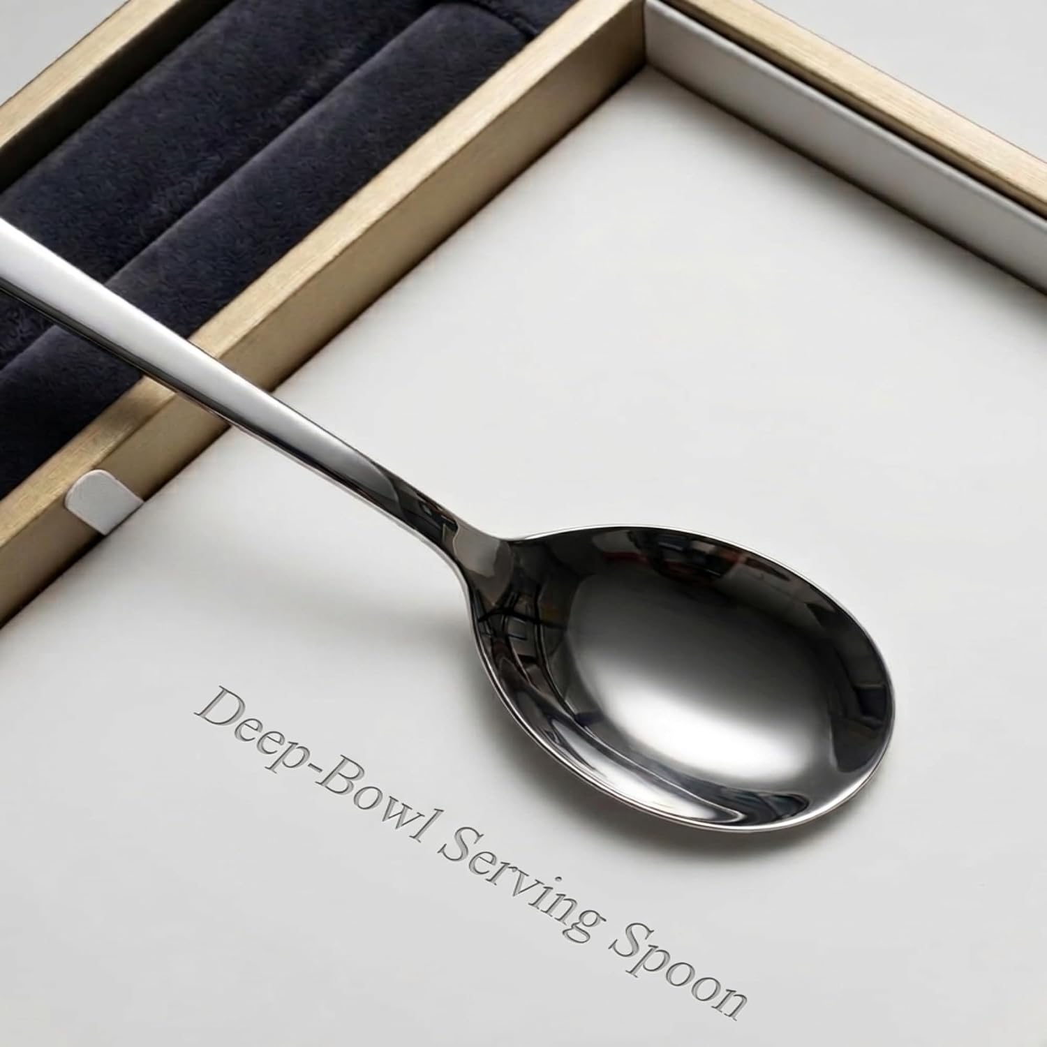 XpertCollection Luxury Stainless Steel Soup Spoons Set of 6 – Premium 304 Food Grade, Heavy Weight, Mirror Polish Finish, Long Handle 8.1” – Modern Elegant Silverware for Home, Dining & Gift