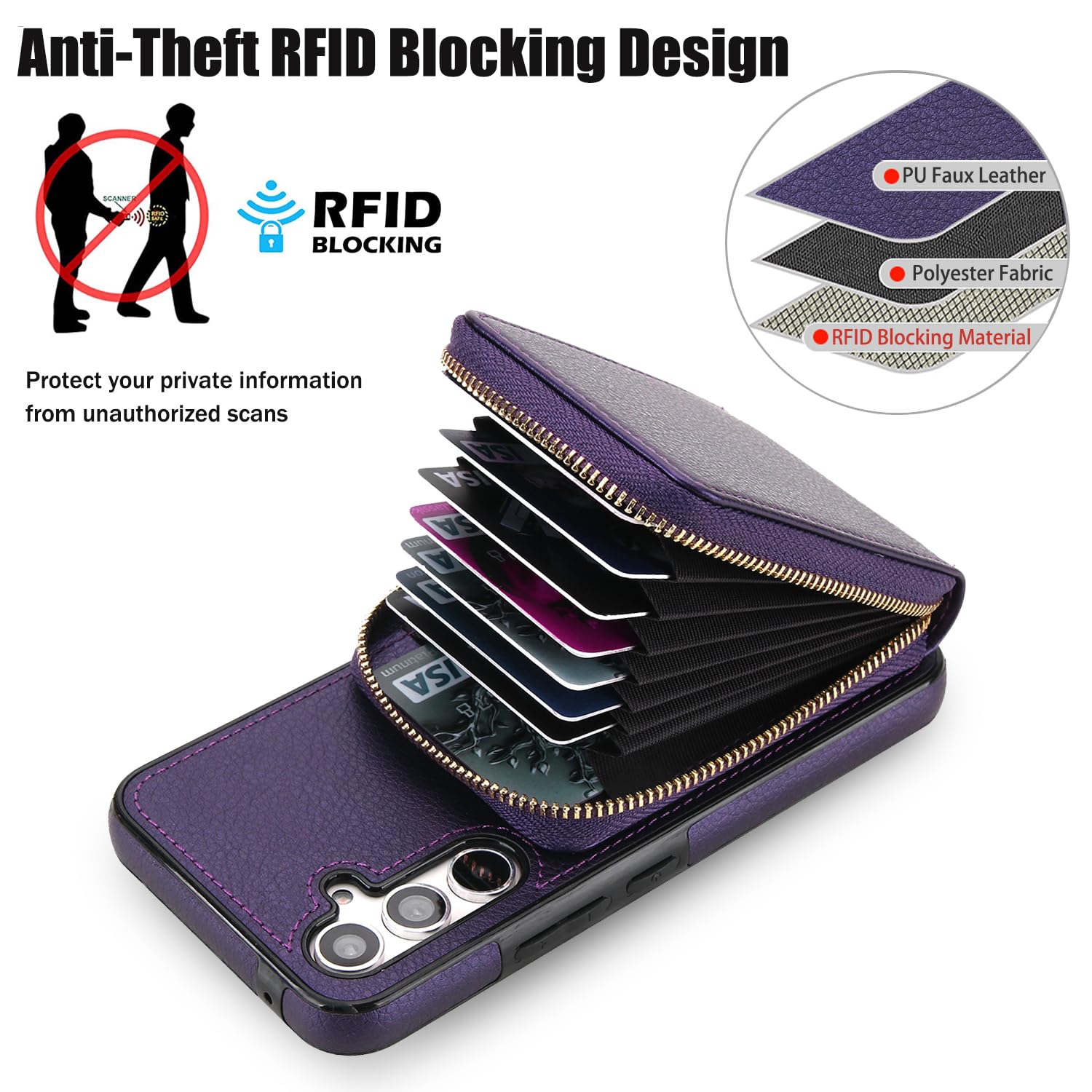 Asuwish Custodia per telefono per Samsung Galaxy A17/A26 5G 2 in 1 Custodia magnetica a portafoglio con pellicola protettiva per lo schermo, tracolla con blocco RFID, porta carte di credito A 17 26