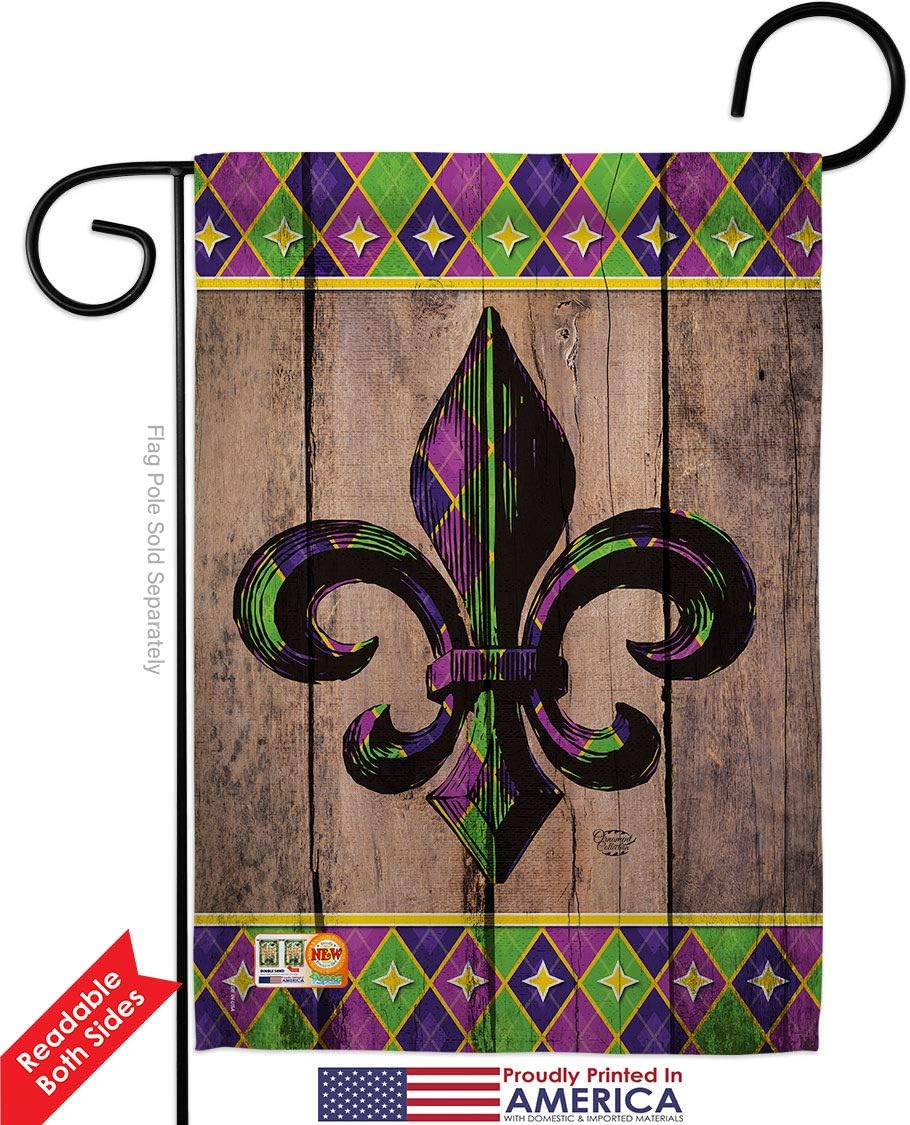 Fleur De Lys Garden House Flags Set Country Living Vintage Flower Lily Lis French Party Mardi Small Decorative Gift Yard Banner Double-Sided Made In USA 28 X 40
