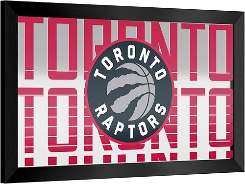 Trademark Global Espejo de pared - Espejo rectangular con marco negro Toronto Raptors City listo para colgar, para pub, sala de juegos, garaje o bar
