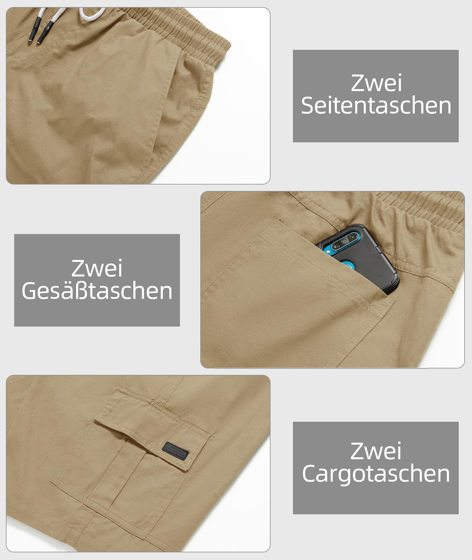 JACKETOWN Pantalones Cortos Cargo de Algodón Para Hombre - Bermudas Casuales de Verano
