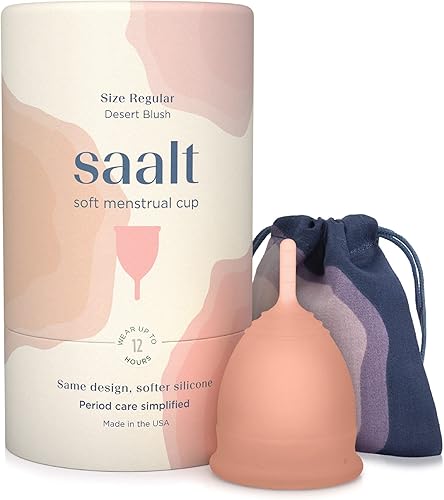 Saalt Copa menstrual suave (rubor del desierto, regular) y algodón breve período 100% ropa interior de algodón (pequeña) La mejor taza de período