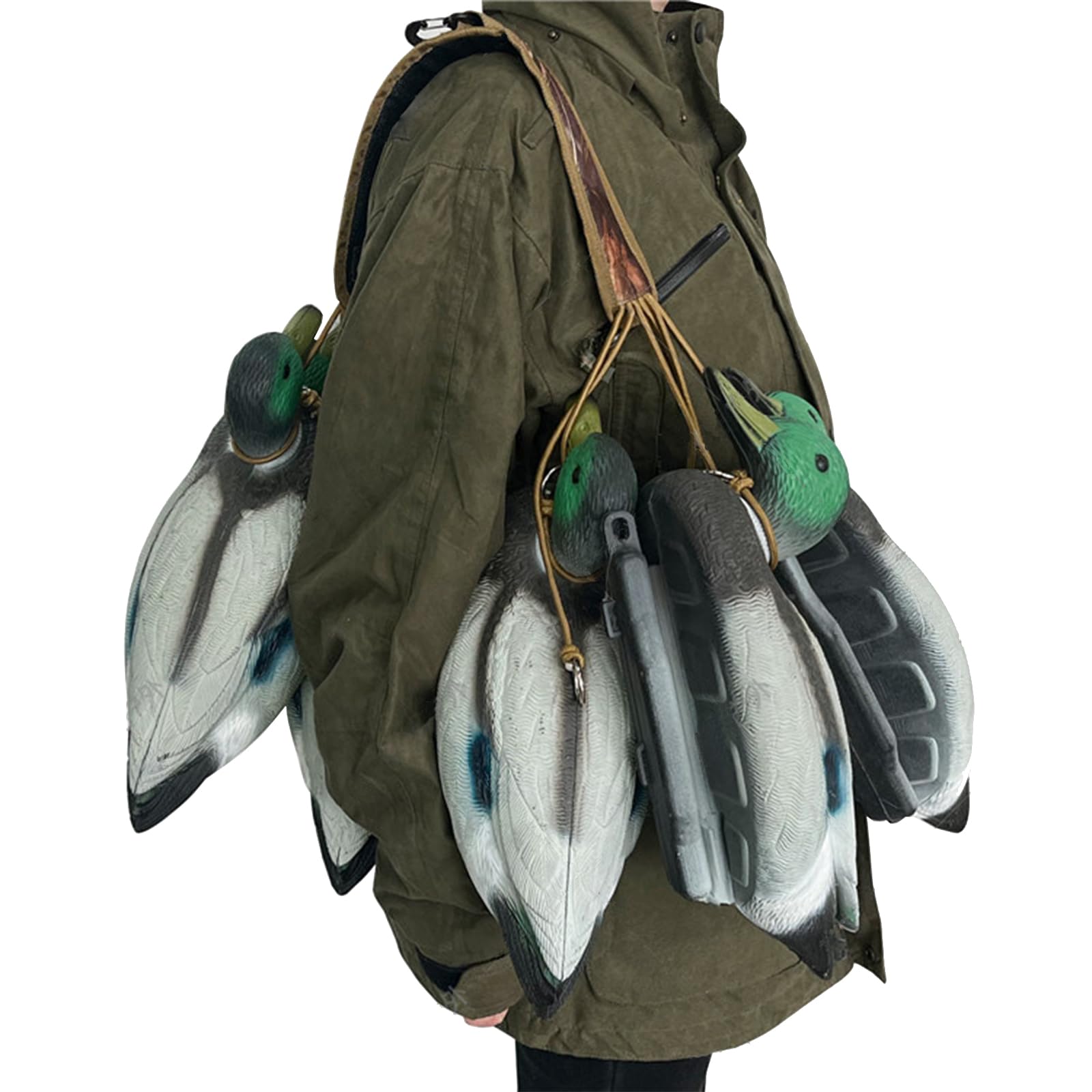 TINAYAUE Duck Carrier Outdoor Hunting Decoy Anchors Padded Bird Tote Goose Velvet Camouflage Duck Shoulder Strap Waterfowl Hunting Gear with 12 Drops Slip Ring