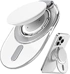 Sinjimoru for MagSafe Phone Grip, 2024 New Adjustable Stand with 3000G Soft Silicone Magnetic Grip Fits for iPhone Series, M-Tap Tok Stand Clear Black