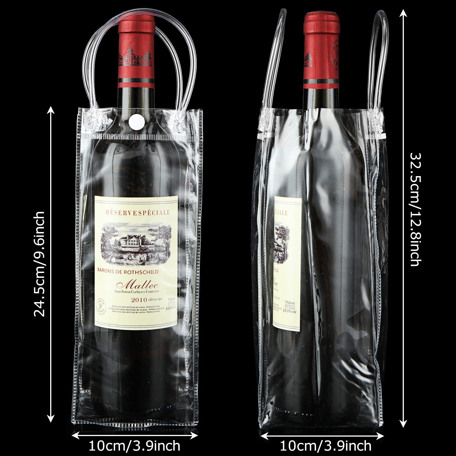 JMIATRY 20PCS Portable Ice Wine Bag, Plastic Clear Wine Bag with Handles — Amazon image 2
