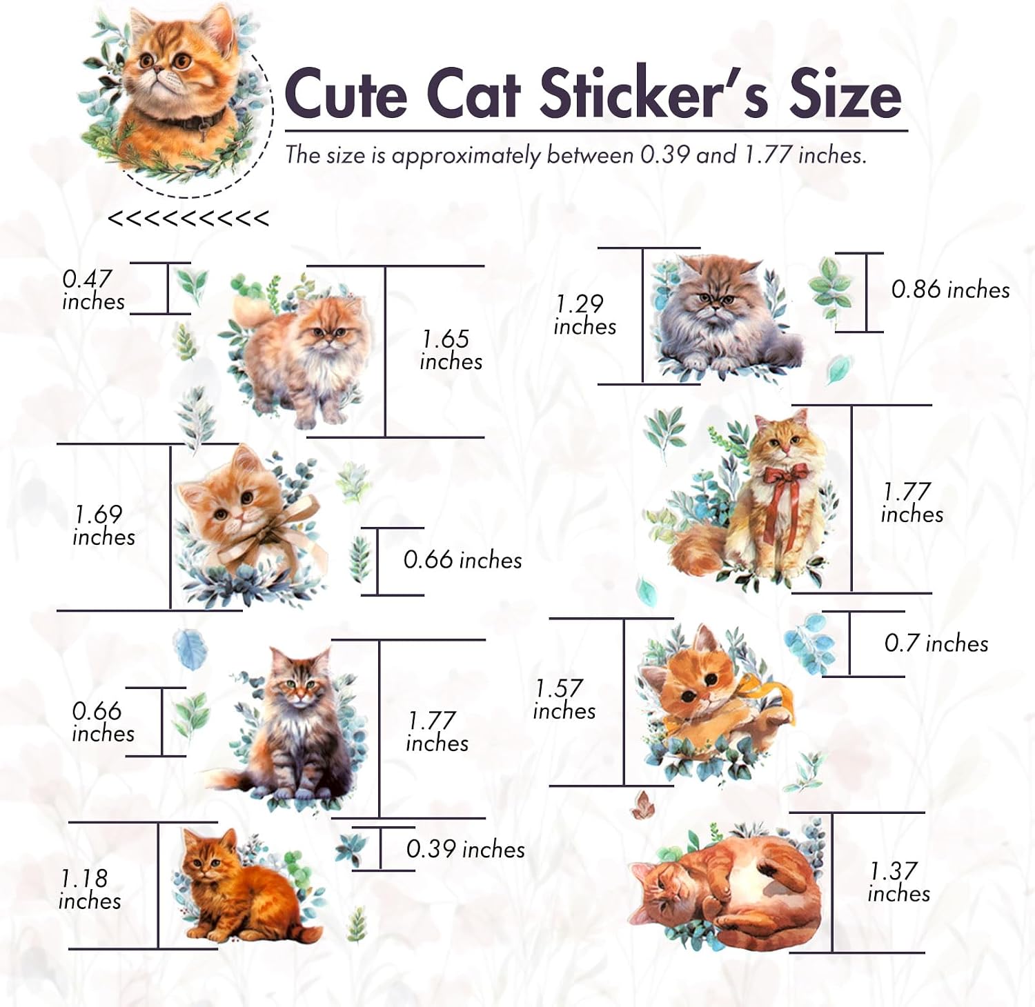 288 Pcs Cute Cat Stickers, 24 Sheets | Waterproof, Transparent Kitty Design, For Scrapbooking & Junk Journal, For Planners & DIY Crafts, For Girls & Teens